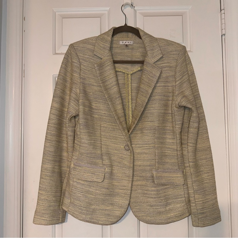 CAbi One Fine Day Lemon Zest Tweed Bouclé single button Blazer Jacket 8 - Picture 3 of 16